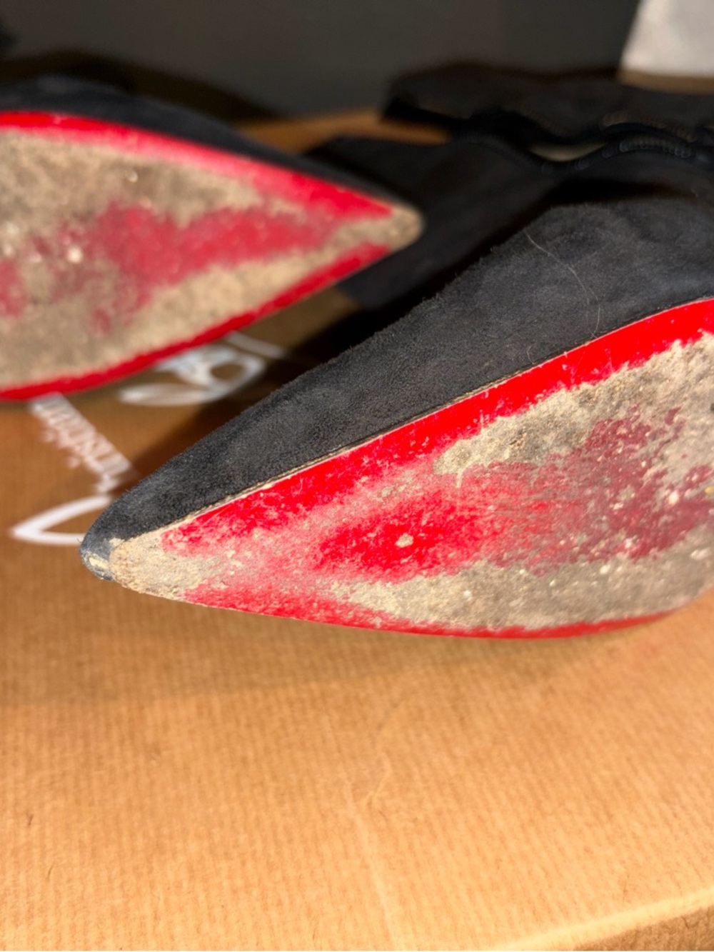 Christian Louboutin Condora Black Suede Pointed Ankle Booties with Red Heel - Picture 5 of 7